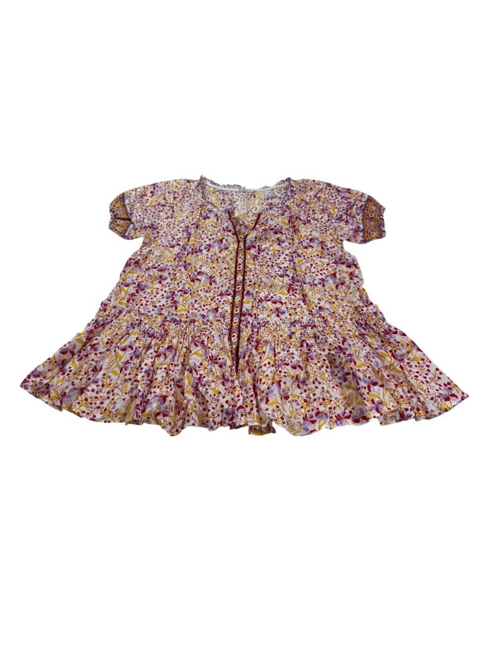Poupette St Barth sz 8 Andrea Floral Print Short Sleeve oversized dress (D1129)